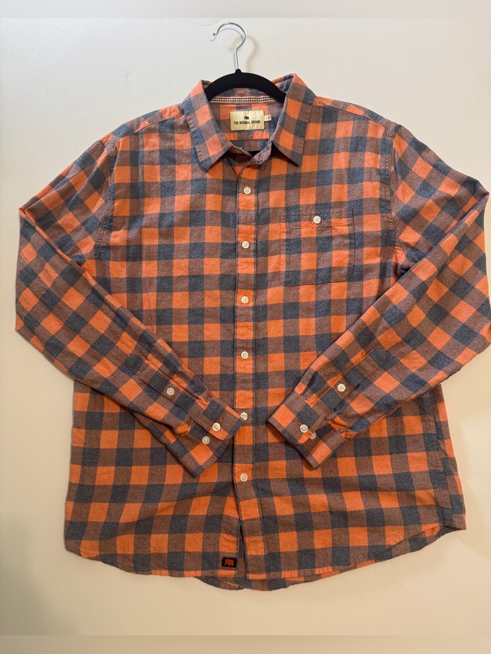 The Normal Brand Orange and Blue Plaid Flannel - Large